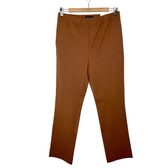 Ann Taylor Easy Ankle Pants Brown Womens Small High Rise Elastic Waist Tapered - Picture 1 of 7
